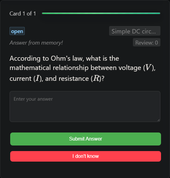 Quizzify asks a written-answer question about the relationship between voltage, current, and resistance.